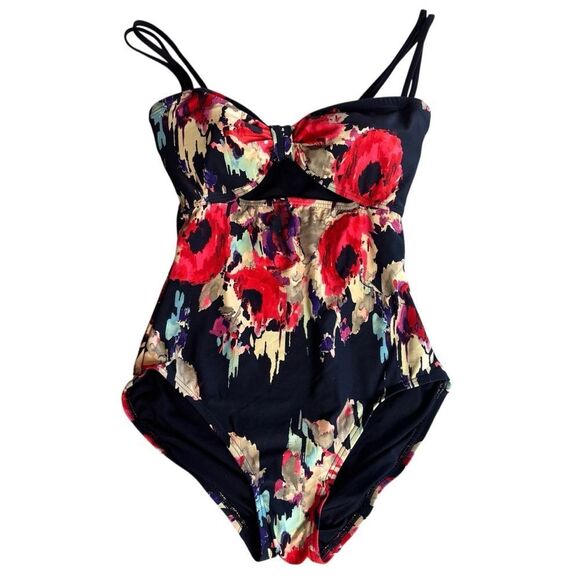 Kate Spade Blue Colombe D'or Floral One Piece Swimsuit Bathing Suit Size XS - Picture 3 of 10